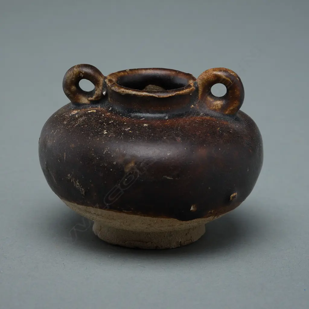 Stoneware ring-handled bottle - Sawankhalok - c.14thC, Image 1++